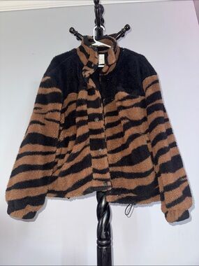 Thread & Supply Brown and Black Striped Teddy Jacket